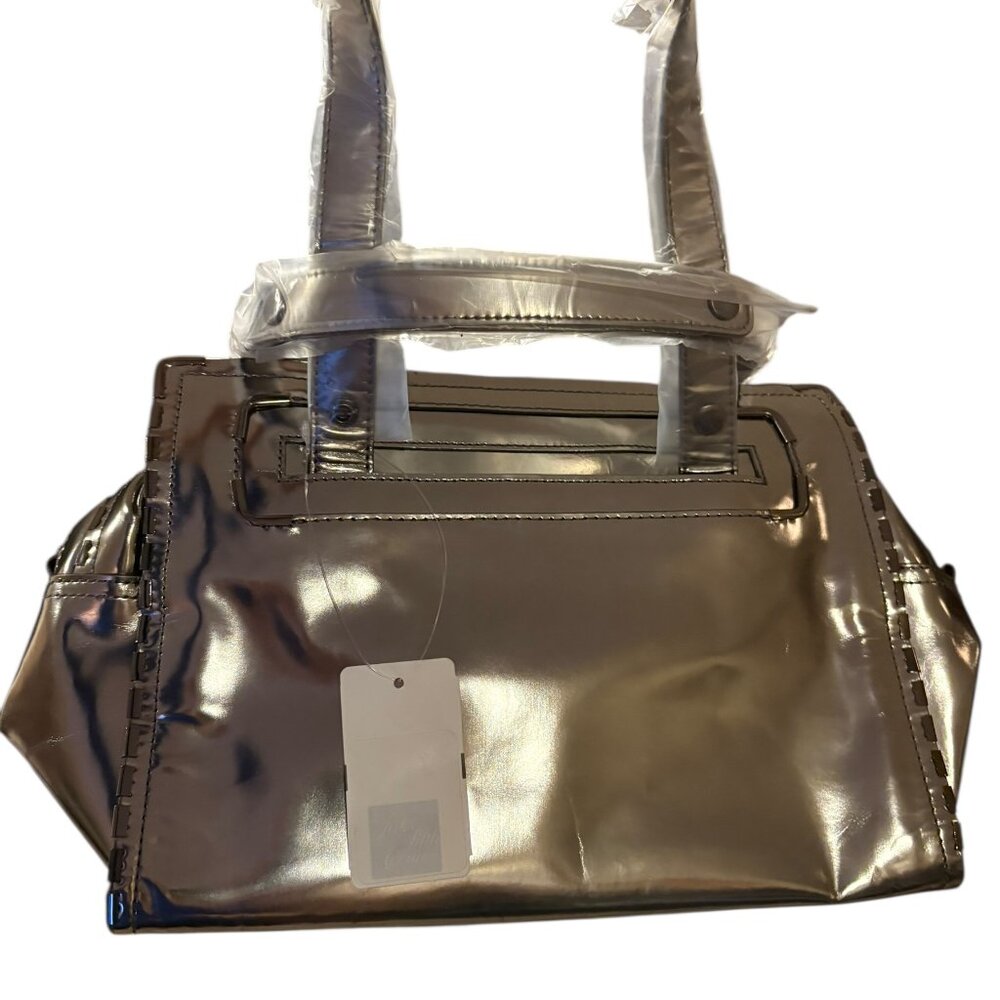 Grayson Holiday 2012 Studded Metallic Pewter Leather Satchel
